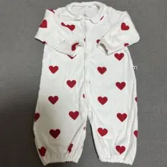 3m/60cm プチバトー赤ハート襟付きロンパース