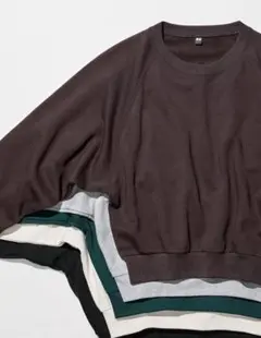 UNIQLO スウェットクロップドシャツ　ダークブラウン　XL