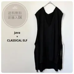 JAVA クラシカルエルフ　サイドリボン　Vネック　ニットベスト　黒　XL