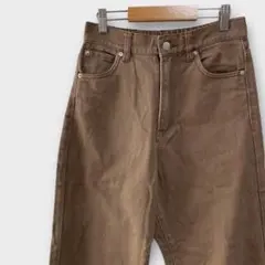 関西ファッション連合　ハイウエストストレートパンツ(M)ブラウン無地バックゴム
