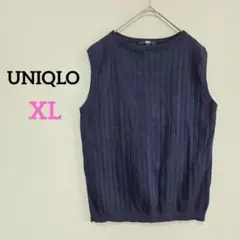 1779 UNIQLO ワイドリブノースリーブセーター【XL】ベスト ネイビーのサムネイル