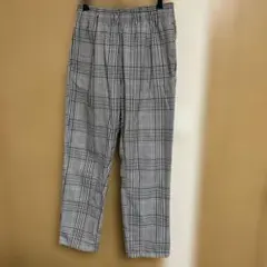 グレー系チェック ワイドパンツ　メンズ