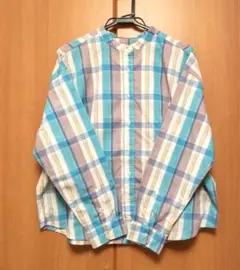 セシール　バンドカラーシャツ　チェック柄のサムネイル