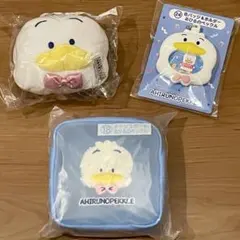 【３点】あひるのペックル　メッシュポーチ　缶バッジ&ホルダー　フェイスマスコット