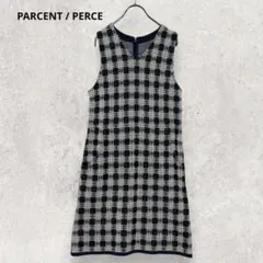 PERCENTPERGE チェック柄ワンピース M 黒 紫 ノースリーブ レトロ