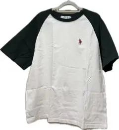 U.S. POLO ASSN. Tシャツ グリーン×ホワイト ラグランスリーブ