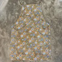 ANOKHI花柄コットンエプロン マスタードイエロー