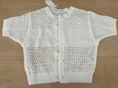 新品タグ付き☆GU GIRS メッシュカーディガン(５分袖)オフホワイト S