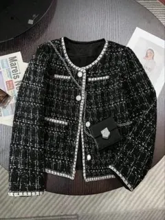 SHEIN Franclia エレガントなフレンチツイードジャケット XL