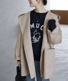 SLOBE IENA HAMILTONダブルフェイスフードコート 38 ベージュ