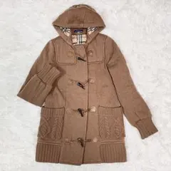 バーバリーブルーレーベル ダッフルコート ノバチェック キャメル 38 M