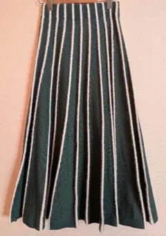 ❥お値下げ♥シャギーストライプ♥グリーンニットスカート