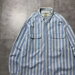 【XL】90's Levis　赤タブ　ダブルポケット　ストライプ　デニムシャツ