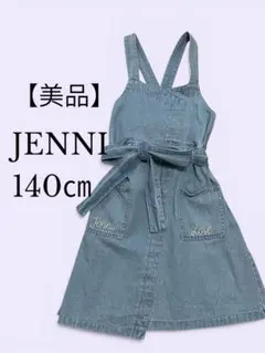 【美品】JENNI リボン付きデニムワンピース140