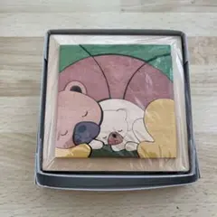 【新品未使用】木製パズル 小 お昼寝くま 職人の手作り 北海道