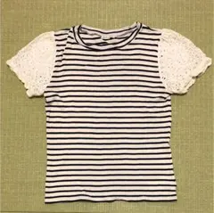 アースミュージック  袖レースボーダー Tシャツ M