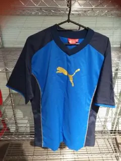 PUMA プーマ青ネイビー 半袖シャツＬサッカーフットサル