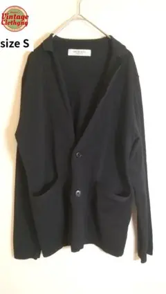 ブラック カーディガン S ボタン付き シンプル 無地