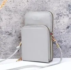 スマホショルダー 財布一体型 レディース 軽量 大容量 Collar:グレー