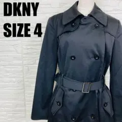 DKNY トレンチコート レディース 4 黒 ベルト付き ロングコート 2337のサムネイル