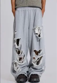 【着画あり】jaded london ダメージ　スウェットパンツ　グレー