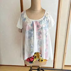 CECIL McBEE 花柄シフォンレイヤード半袖ブラウスのサムネイル