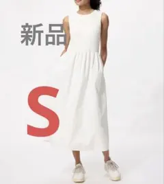 【新品】UNIQLO コンビネーションワンピース ノースリーブ 白 Sサイズ