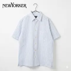 NEWYORKER 半袖シャツ サッカー生地 ストライプ L ちりめん生地風のサムネイル