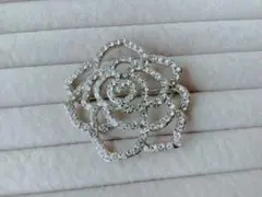 【Vintage】キラキラ　クリアビジュー　薔薇　花　ブローチ　アンティーク