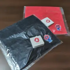 ミャクミャク　ハンドタオル　タオル　ハンカチ　ブラック　レッド　関西万博