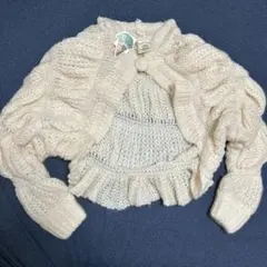 クリーム色 ボレロ　長袖カーディガン Fサイズ