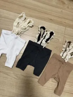 フリル付きレギンス 3着セット タイツ リブ サスペンダー レギンス
