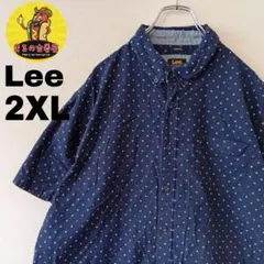 USA古着 Lee　半袖ボタンシャツ2XL　ネイビー