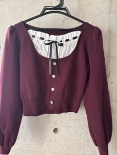 GRLハートボタンレイヤード風リボンニットトップス 【mb1620】