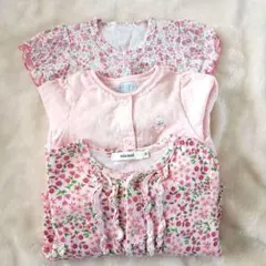 ミキハウス ベビー服 ロンパース 3点セット 70 80 女の子 ピンクのサムネイル