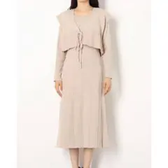 archives（アルシーヴ） ニットベスト+リブニットワンピース　アイボリー