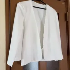 定価10990 ZARA ホワイト テーラードジャケット シフォンタイ付き 