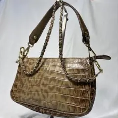 美品【チェーンショルダー】レザージュエルズ クロコ型押し 2wayショルダーのサムネイル