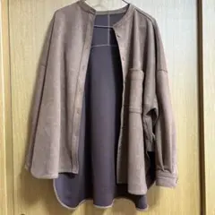 Lumier スエードバンドカラーオーバーシャツ