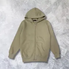 パーカー フルジップ フード付き カジュアル シンプル 裏起毛 ベージュ