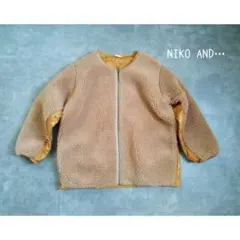 【 NIKO AND… 】ボアキルティング異素材ノーカラージップアップブルゾン