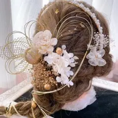 即購入OK！髪飾り ドライフラワー 水引き ☆結婚式☆卒業式☆成人式