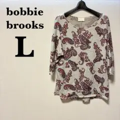 bobbie brooks 【L】ペイズリー柄 五分袖Tシャツ レトロ　トップス