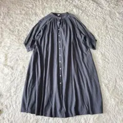 新品値引 08Mab黒ブラック*パーカーノースリーブワンピース 9番手麻