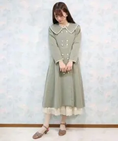 新品配色パイピングドット柄ワンピースコート/an another angelus