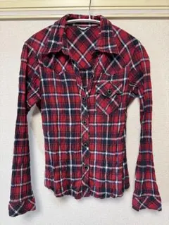 Earth Music & Ecology 長袖シャツ S レッドチェック