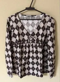 EAST BOY チェック柄 長袖ブラウス 9号