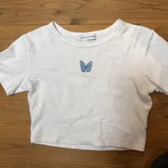 ALEXIA STAM 蝶刺繍 クロップドTシャツ ホワイトのサムネイル