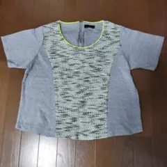 And A アンドエー　半袖　トップス　Tシャツ　ツイード　異素材　イエローのサムネイル