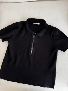 ZARA ブラック 半袖ポロシャツ ジッパー付き